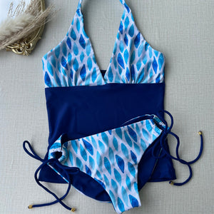 Tankini azul reversible